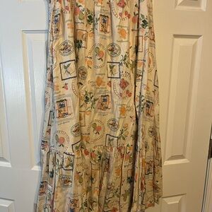 Ambercombie & Fitch Fruit Print Cream Skirt and Crop Top LARGE NWT